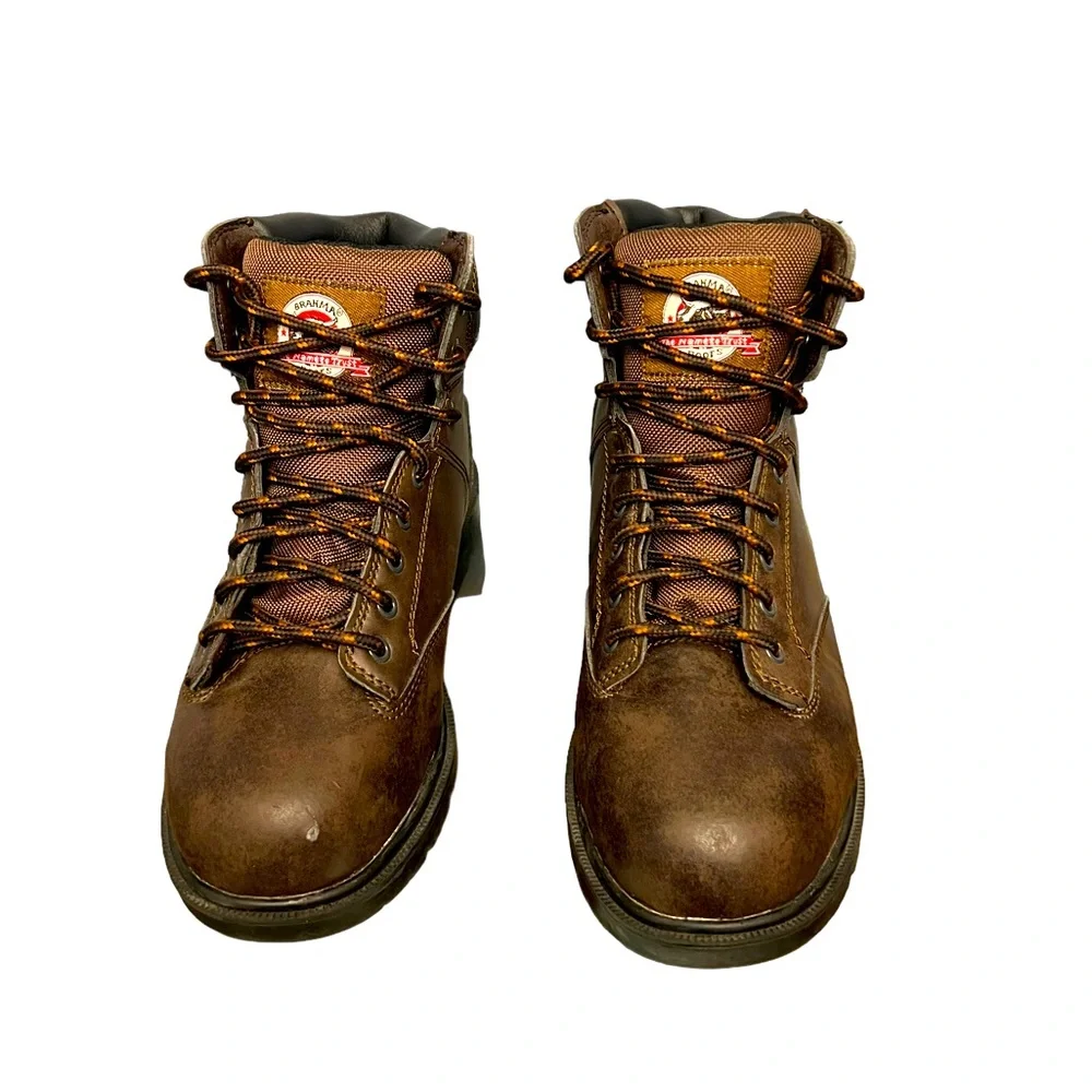 Brahma Men’s Work Ankle Boots Sz 9 Brown Lace Up Round up